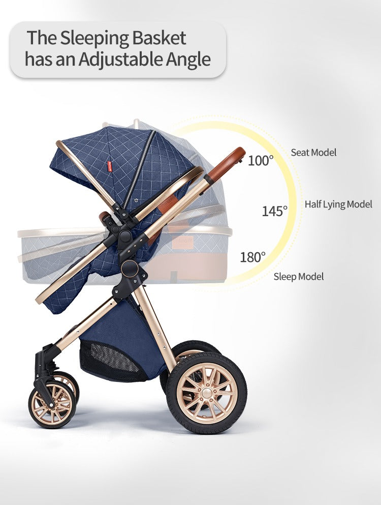 Luxury multifunctional light weight Baby stroller with adjustable sleeping basket 