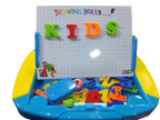 Toy drawing board with magnetic letters and colorful base .