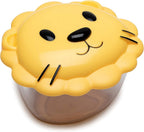 Yellow lion-shaped  Melii snack container with a clear base .