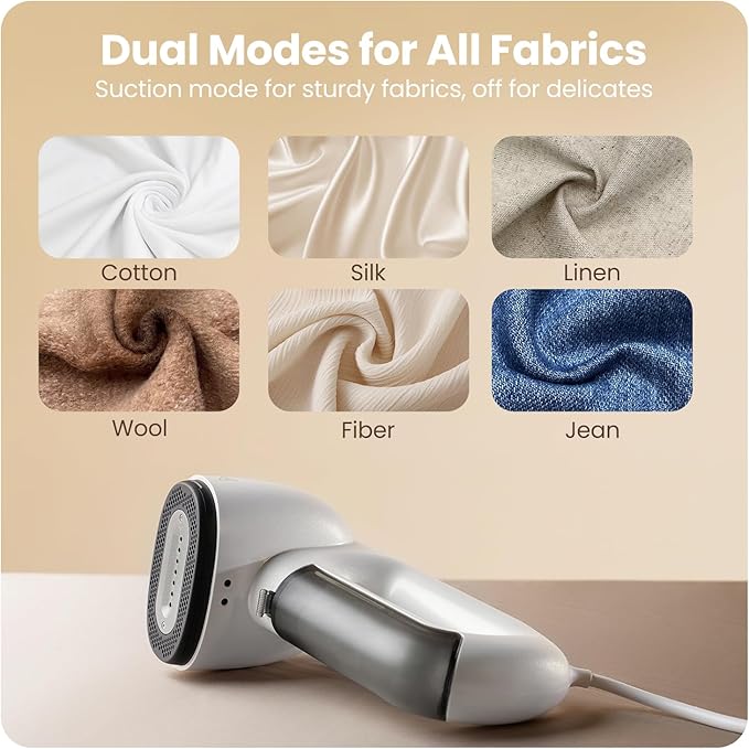 Fabric steamer with dual mode settings for various fabrics .