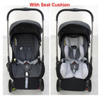 Comparison of a stroller with and without a seat cushion .