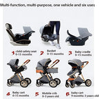 Multifunctional baby product with various uses including child safety seat, basket, baby cradle, baby cart, mobile crib, and baby car.