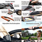 Collage of a stroller with various features highlighted.
