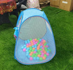 Pinkfong Baby shark Blue ball pit with colorful balls on a grassy surface