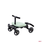 A black convertible Rider l LT stroller with a pale mint green padded seat and black handlebar grips.