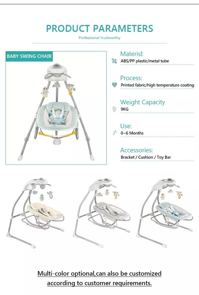  Electric Musiacl Baby swing chair with product parameters 