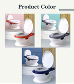 Collage of portable toilet seat covers in different colors 
