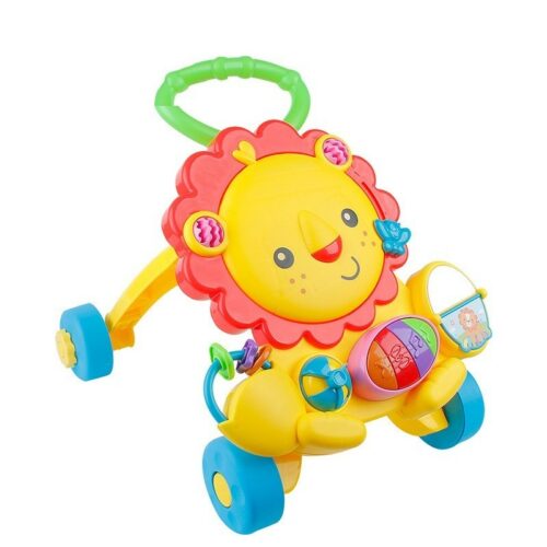 Colorful lion-shaped baby walker toy with wheels 