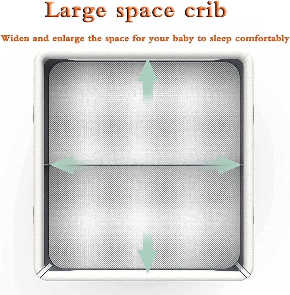 Baby crib with widen and enlarge the space for a baby to sleep comfortably.