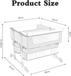 Diagram of a baby crib with dimensions 