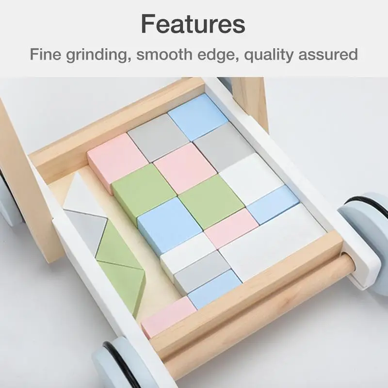 Colorful geometric wooden  walker blocks in a folded pattern.