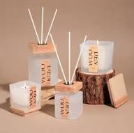 Wood Tone Diffuser & Candle Gift Set With Luxury Packaging white musk 