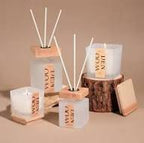 Wood Tone Diffuser & Candle Gift Set With Luxury Packaging white musk 