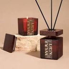 Wooden Wild Rose Decorative candles with wooden bases .
