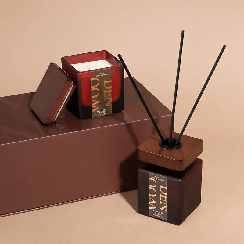  Floating Wooden Wild Rose Decorative candle and diffuser set .