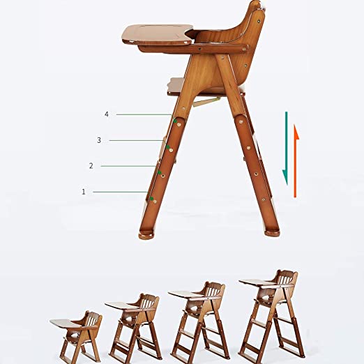 Wooden high chair with multiple stages of height adjustment 
