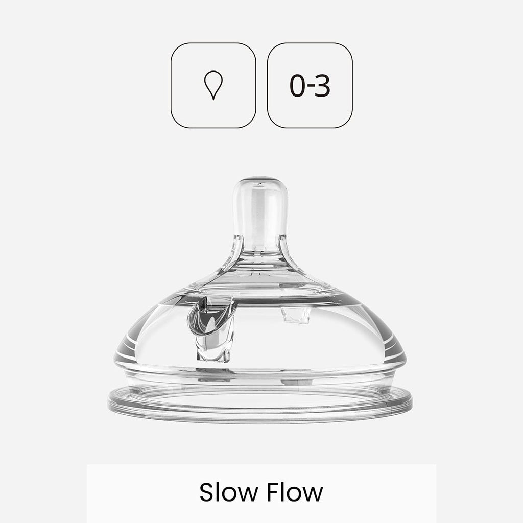 Comotomo Natural Silicone Clear baby bottle nipple with size .