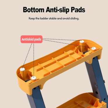 Folding ladder with bottom anti-slip pads.