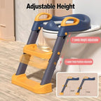 Adjustable height step ladder with toilet seat attachment .