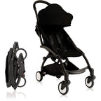 Black stroller with folded umbrella 
