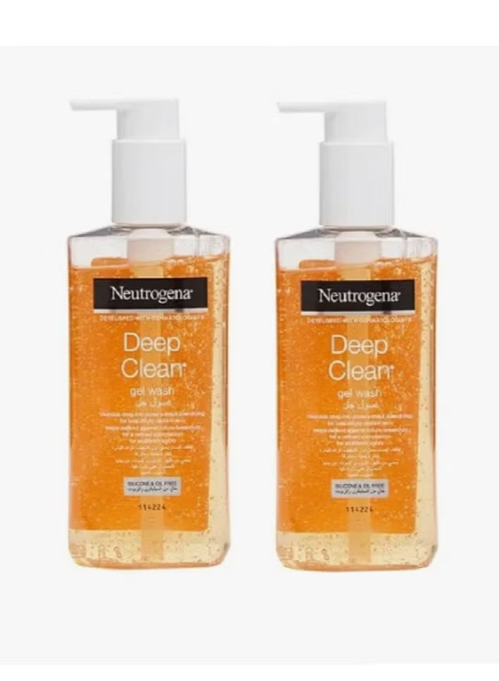 Two bottles of Neutrogena Deep Clean gel wash .